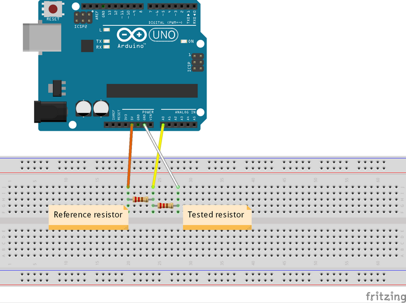 Arduino ohmmeter - circuit diagram